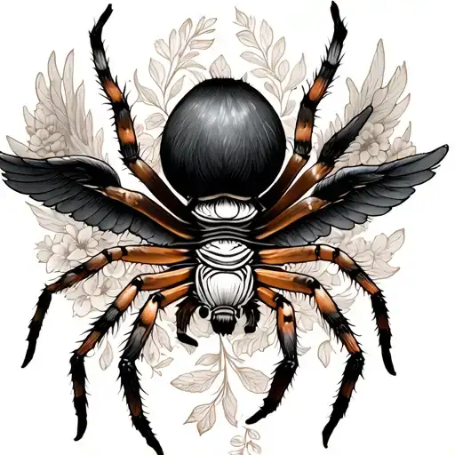 Baby Angel Fleur De Lys Spider On His Canvas Of Jouy Botanical