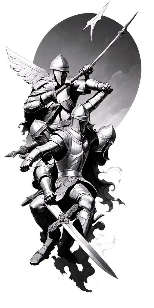 Mideveil Fight Scene Featuring Elements Of Knights In Battle