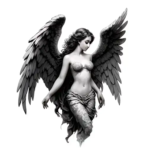 Angel Falling Elegantly Feminine Shaded Body