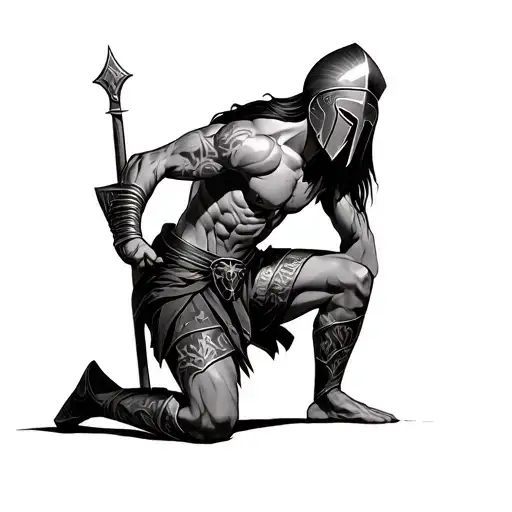 Spartan Warrior Kneeling