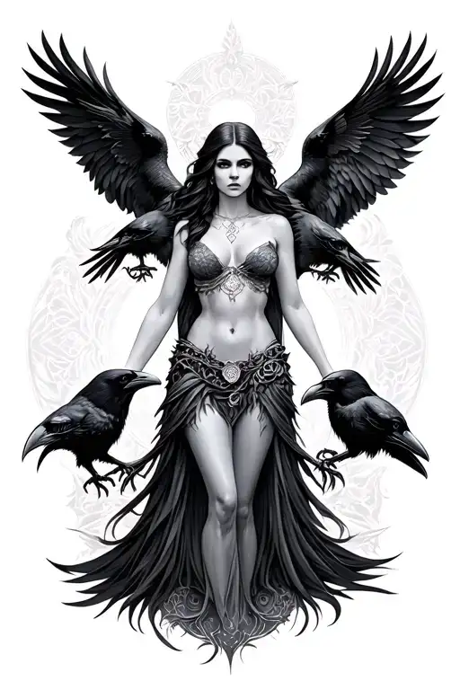 Triple Goddess With Ravens