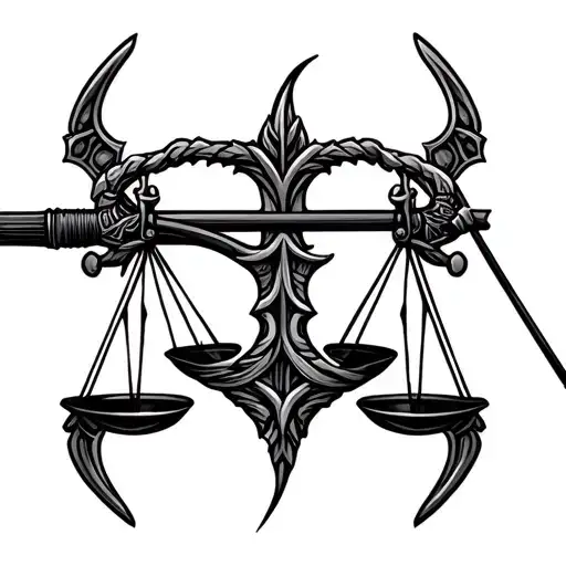 Archery Bow With Libra Scales As Tips