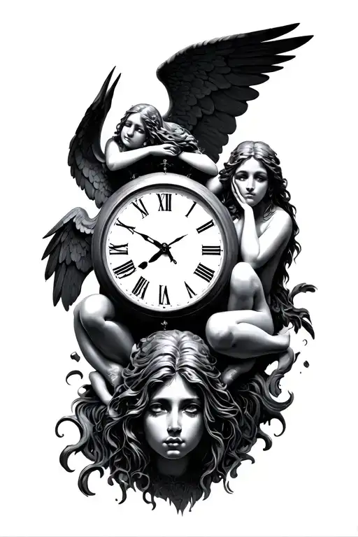 Clock 10 Pm Time 3 Angels Speak No Evil Hear No Evil See No Evil