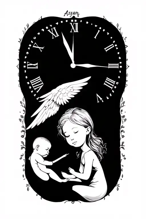 Clock 10 Pm Time With The Name Azyah And Baby Angel