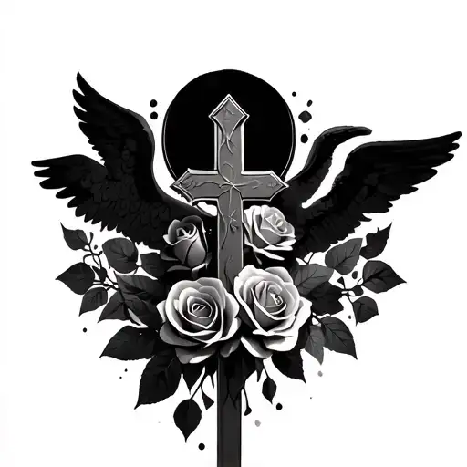 Cross With Roses And Angels