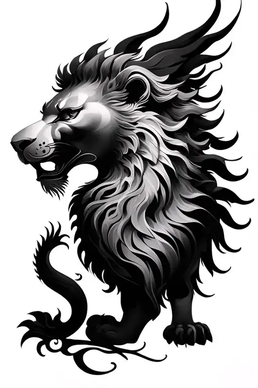 Crane And Buddha Lion