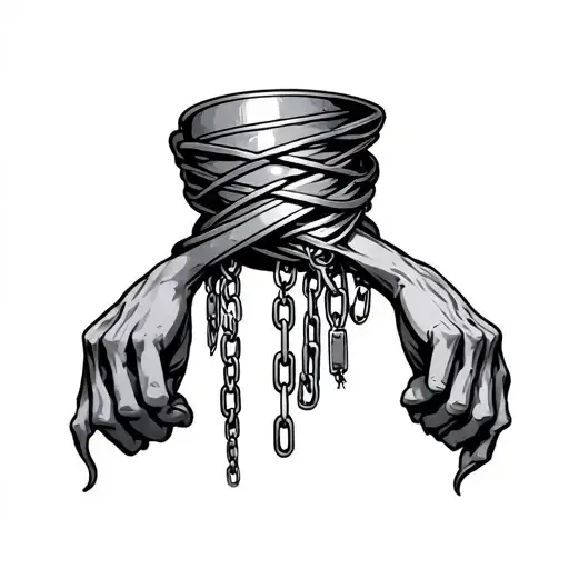 Armband Tattoo With Hanging Chain Wrapped