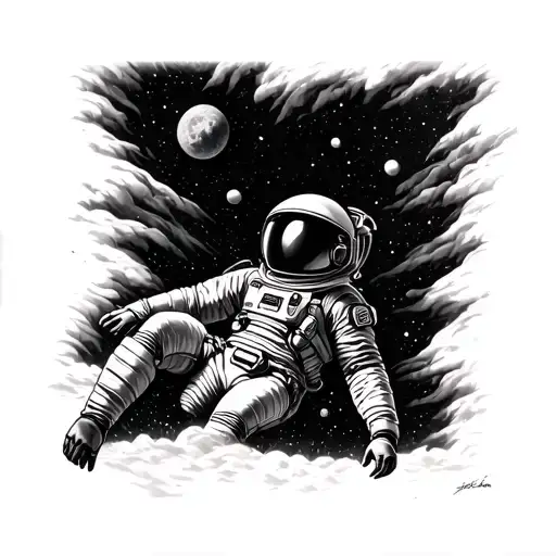 Space Suit Floating Into Space