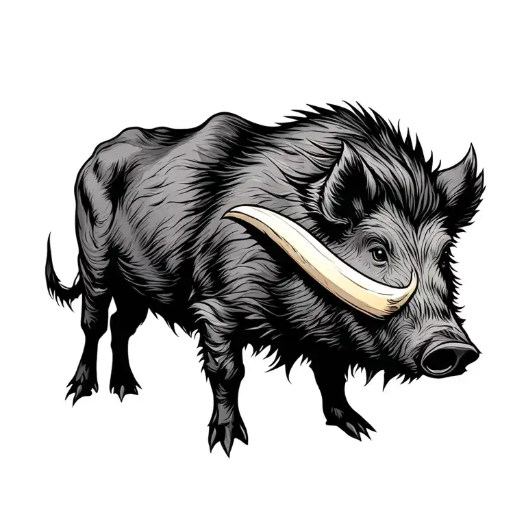 Boar With Tusk Side Profile