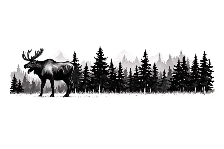 Moose With Trees Forest Tree