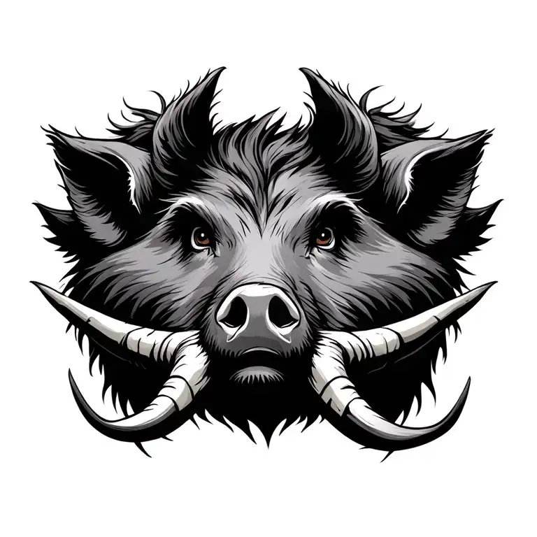 Boar With Tusks Face Profile