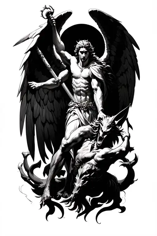 Archangel Michael In The Fight With The Demon