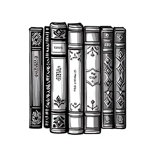 Old Books In A Row Vertical