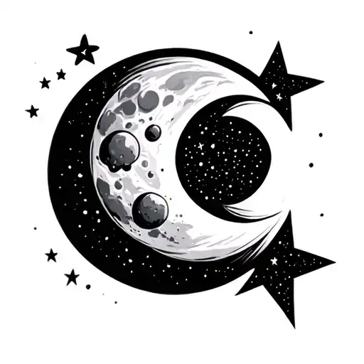 Moon Surrounded By Stars