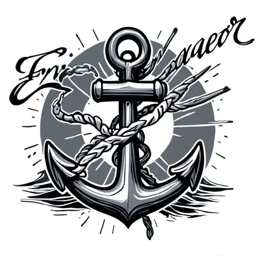 Anchor With Endeavor Written On The Long Stem