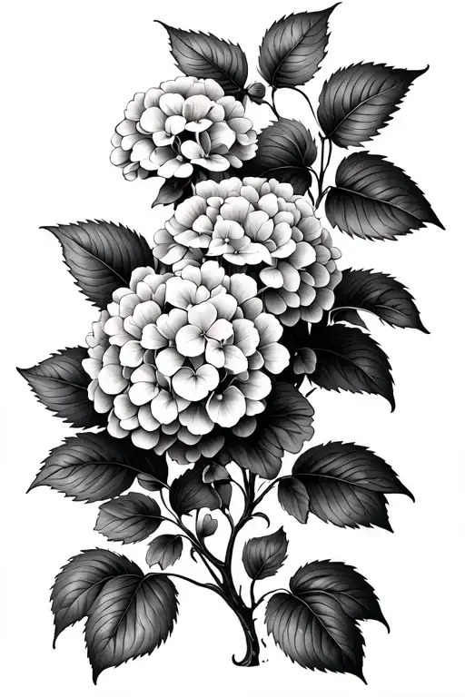 Hydrangea Flower With Vines Going Horizontal