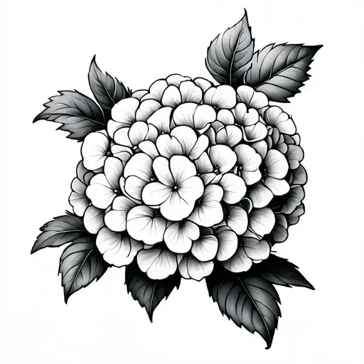 Hydrangea Flower With Vines Going Horizontal