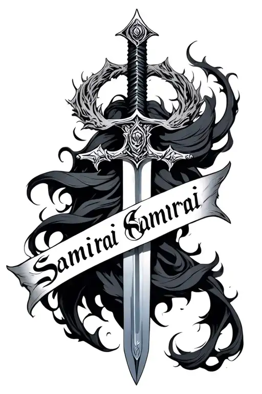 Samirai On Sword And On Sword Name Written Inside