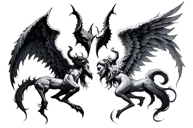 Devil And Angel Against Each Other Wo For Upper Back