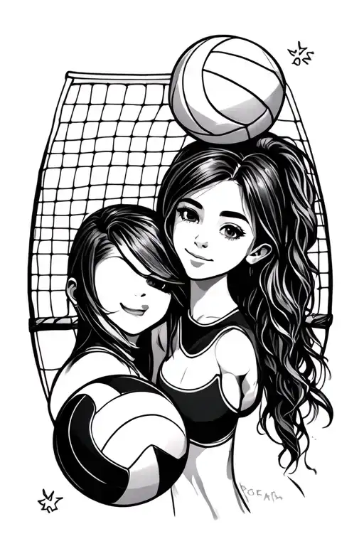 Volleyball Best Friends Dark Theme