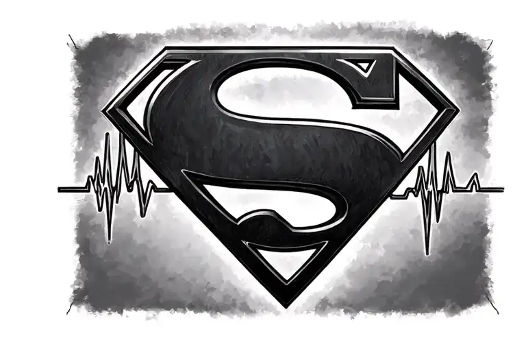 The Superman Symbol With A P In The Middle With A Heart Beat Going Thru The P