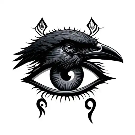 Eye Of Horus With Raven Underneath Silhouette