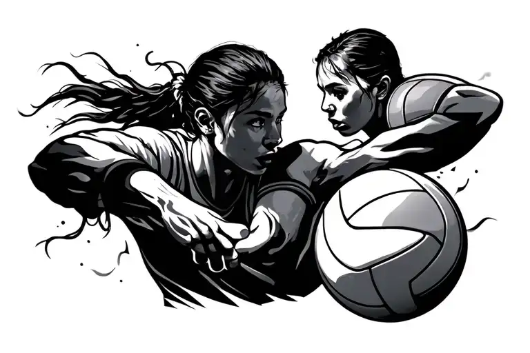 Volleyball Matching Dark Theme Sleeve