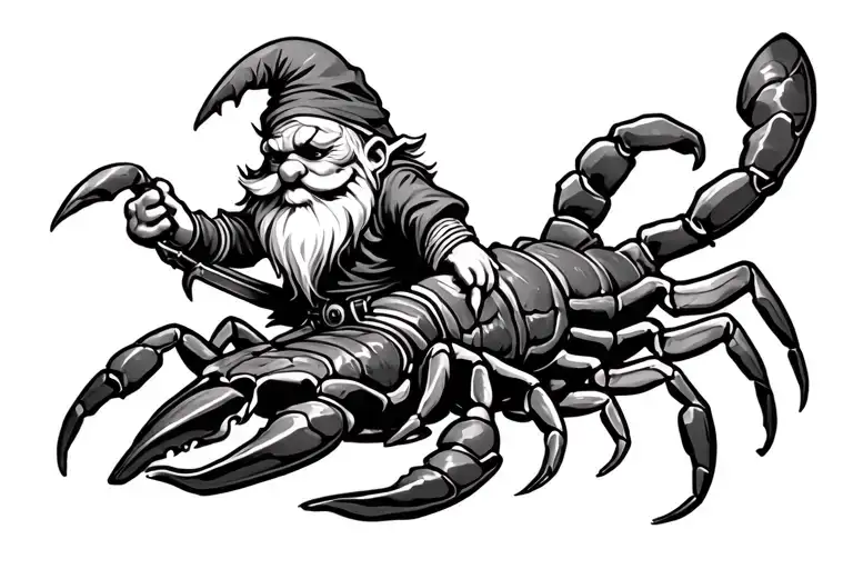 A Gnome Riding A Scorpion Into Battle