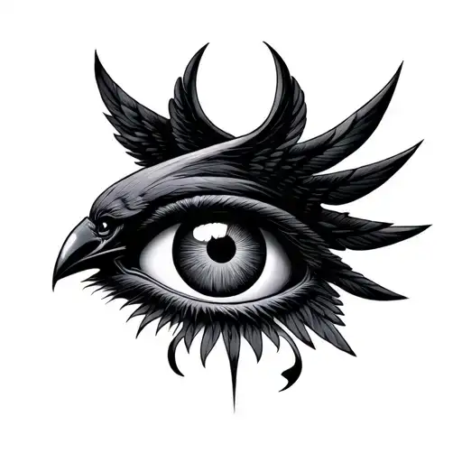 Eye Of Horus With Crow Wings Spread