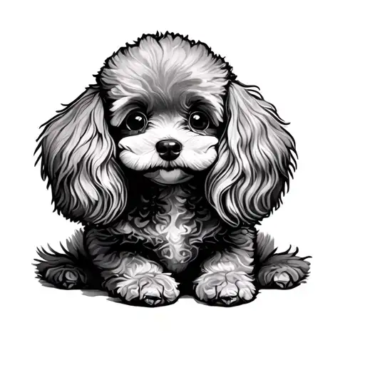 Cute Poodle Sitting Fineline