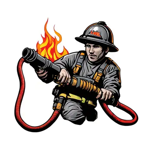 Fire Hose Fighting Fire