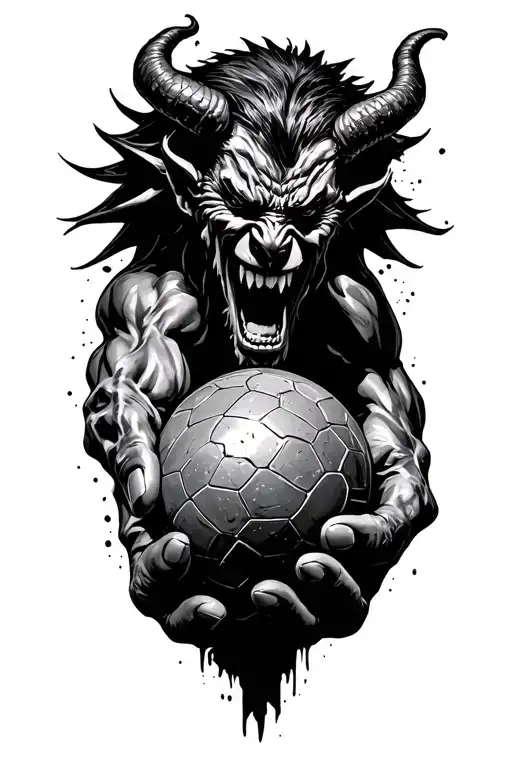 Mancheater United Full Size Devil Crushing Ball In Hand