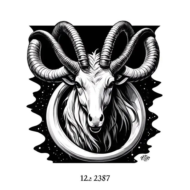 Capricorn Symbol With 12 23 1987 Integrated