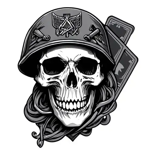 Skull Wearing Bereton Playing Card For Army Rangers Lead