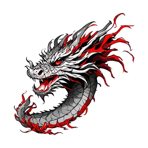 Dragon Tattoo Design With Red Thread On The Entire Arm