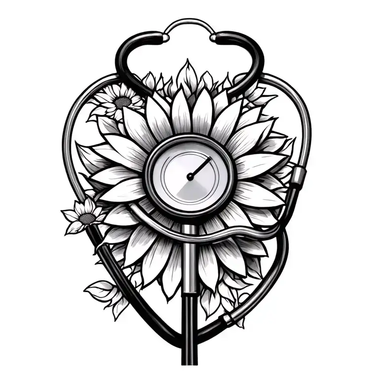 Nurse Stethoscope With Heart Shape And Sunflower Accents