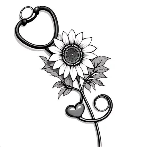 Nurse Stethoscope With Heart Shape And Sunflower Accents
