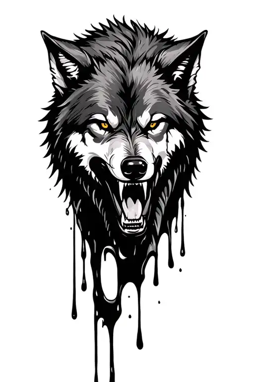 Wolf Snarling Dripping Blood