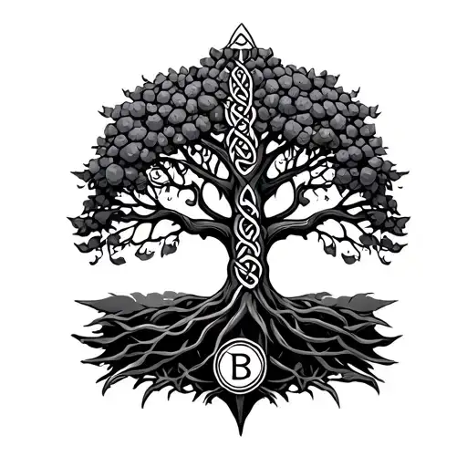 Celtic Tree Of Life With Initials Bgw