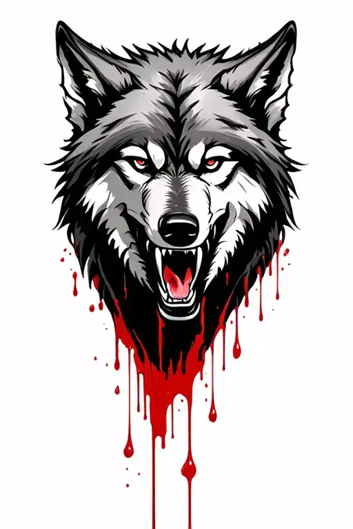 Wolf Snarling Dripping Blood