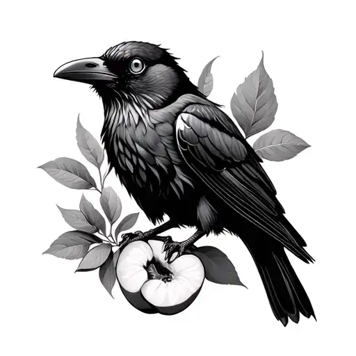Crow And Peach Fruit