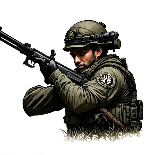 Marine In Forest With Rifle