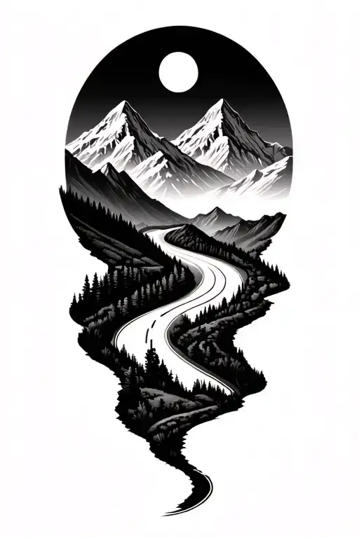 Road And Mountain Range Merging