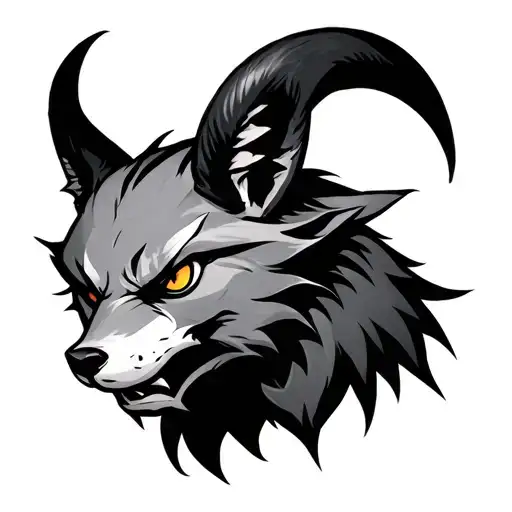 Demon Foxhead With Devil Horns Looks Very Angry