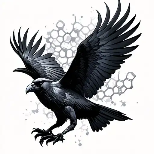 Dopamine Molecule Shaped Like Raven Flying