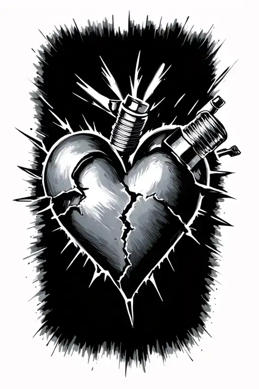Spark Plug Sparking In A Broken Heart Shape