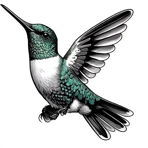 A Hummingbird In Fine Lines With A 33 On Its Wings