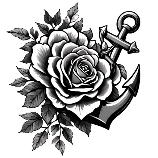 Draw Me A Tattoo For A Woman With A Marine Anchor And A Rose Intertwined