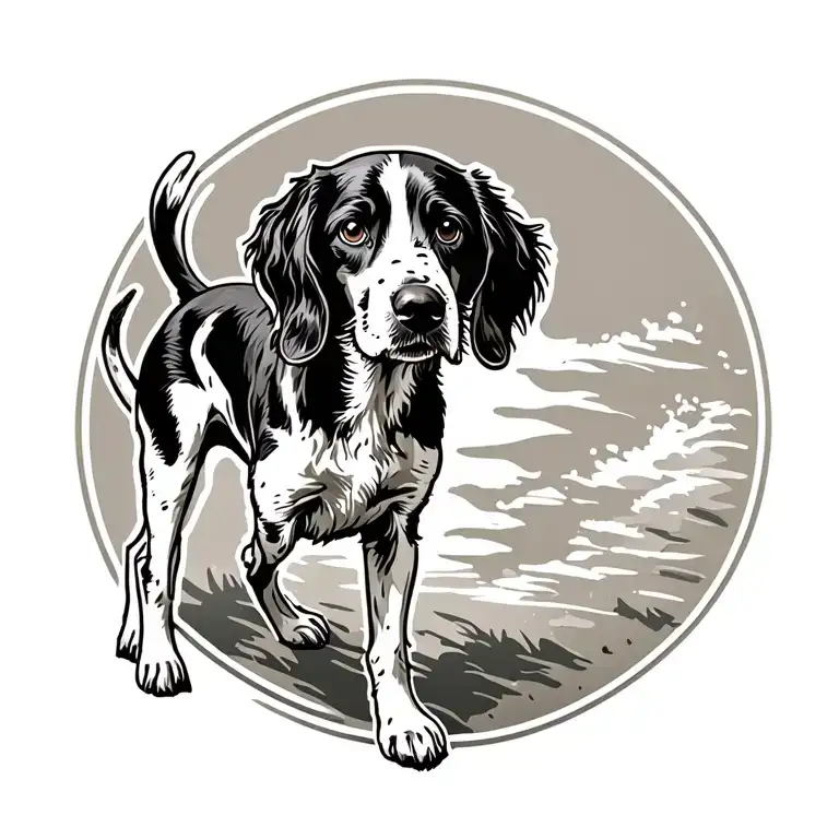 Small English Setter Dog Standing Sideways