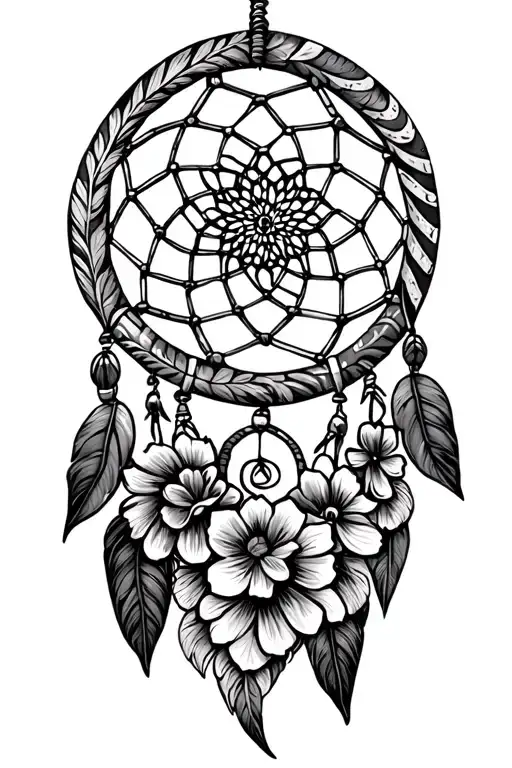 Dream Catcher Wraping Down Leg With Flowers Cherokee Indian